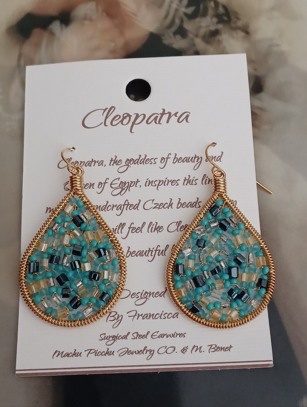 Cleopatra Czech Beaded Teardrop Earring Designed By Francisca 💫